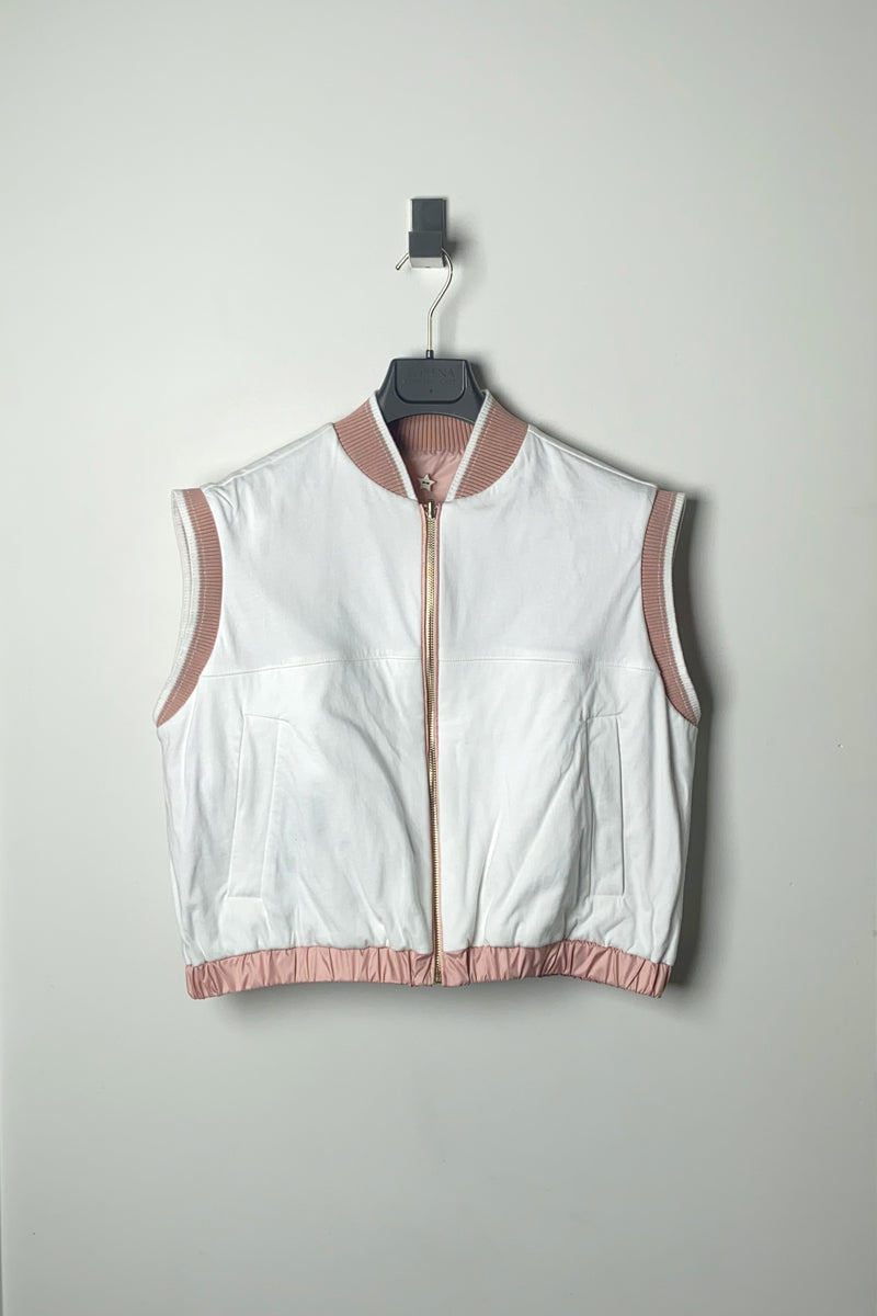 Lorena Antoniazzi Short Technical Reversible Vest with Knit Finishings in Pink