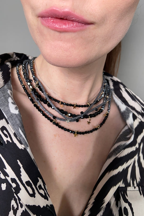 Lorena Antoniazzi Short Multi Strand Star Necklace in Black