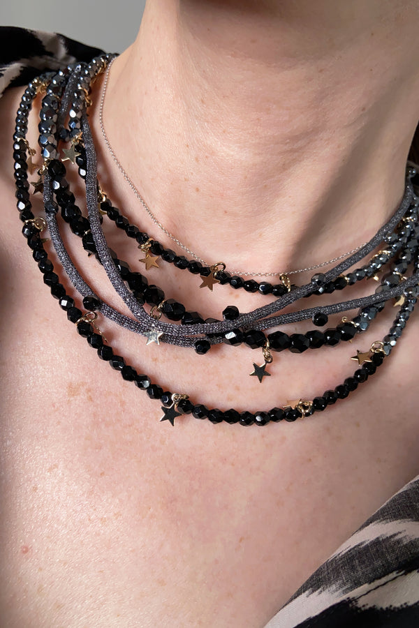 Lorena Antoniazzi Short Multi Strand Star Necklace in Black
