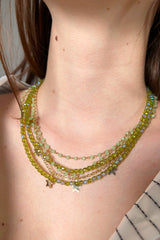 Lorena Antoniazzi Short Multi Strand Chain Necklace in Lime Green