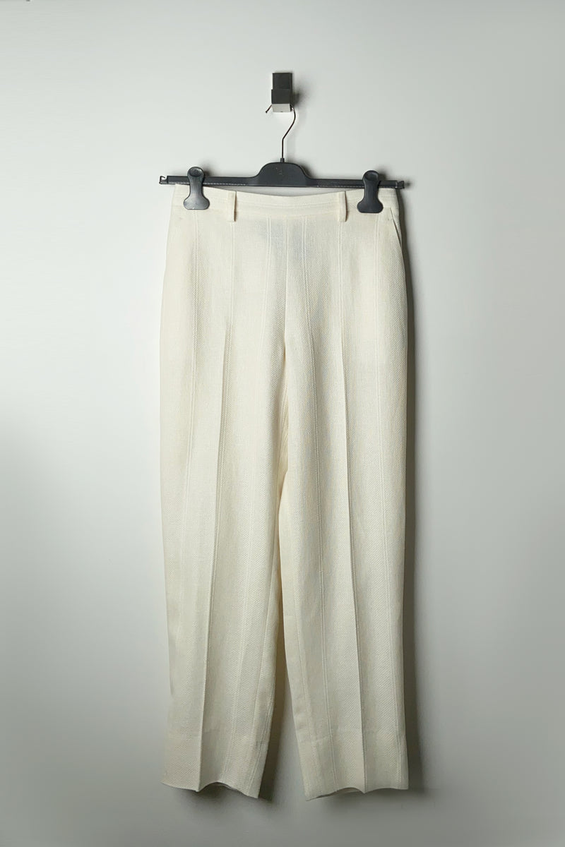 Lorena Antoniazzi Striped Linen Trousers in Creamy White