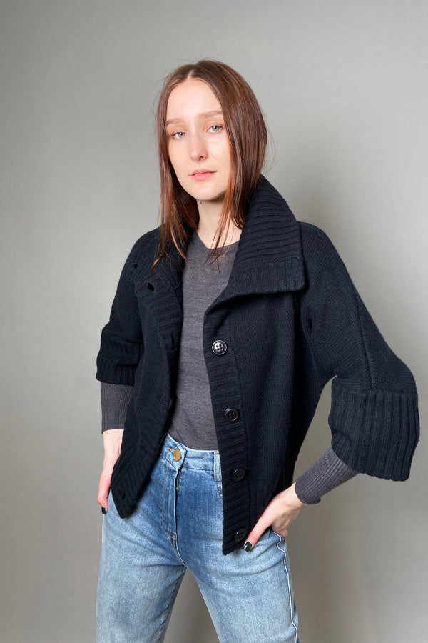Kinross 3/4 Sleeve Knit Cardigan in Black - Ashia Mode