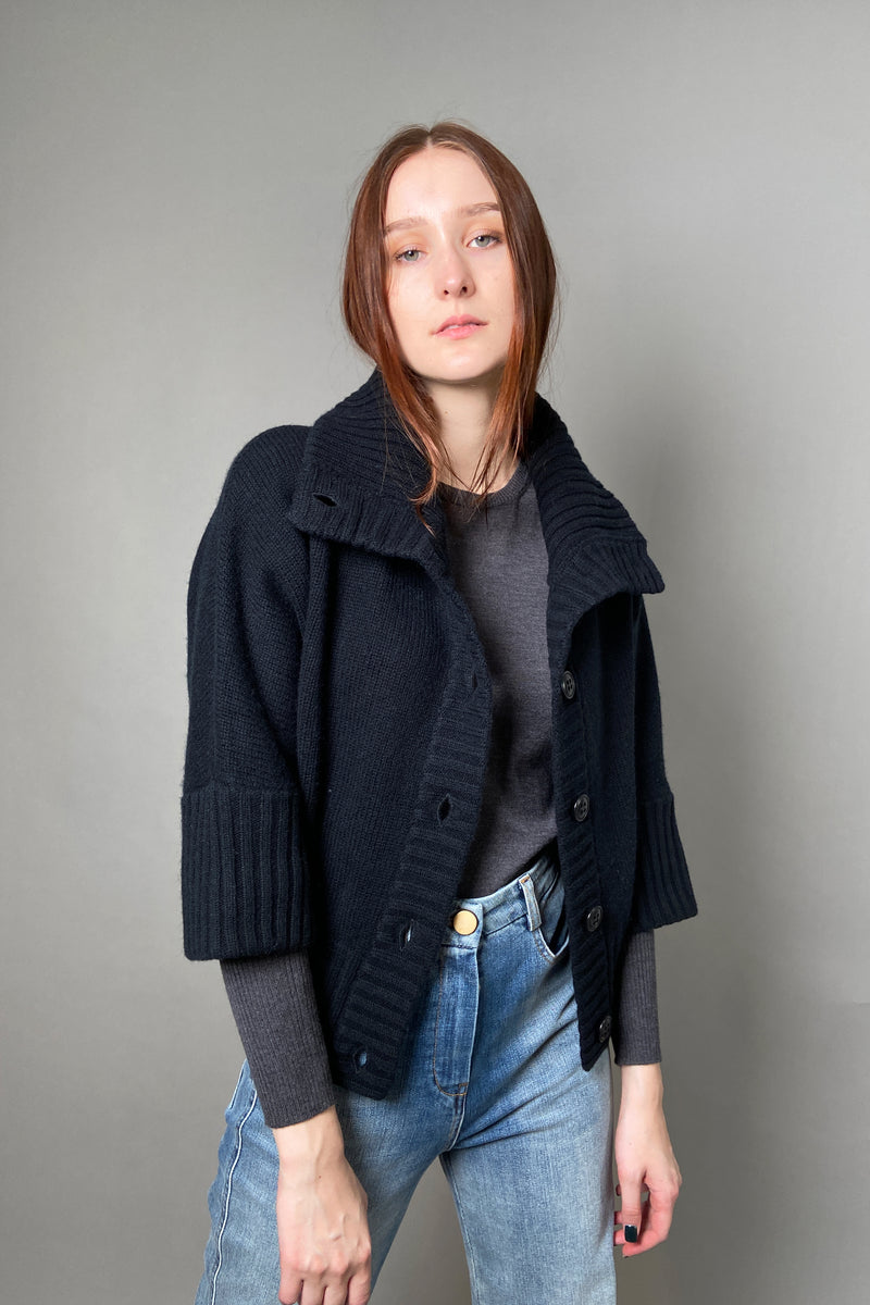 Kinross 3/4 Sleeve Knit Cardigan in Black - Ashia Mode
