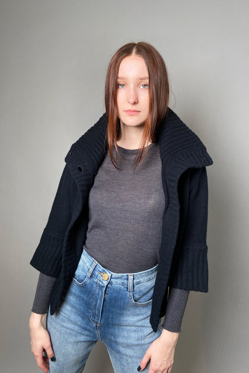 Kinross 3/4 Sleeve Knit Cardigan in Black - Ashia Mode