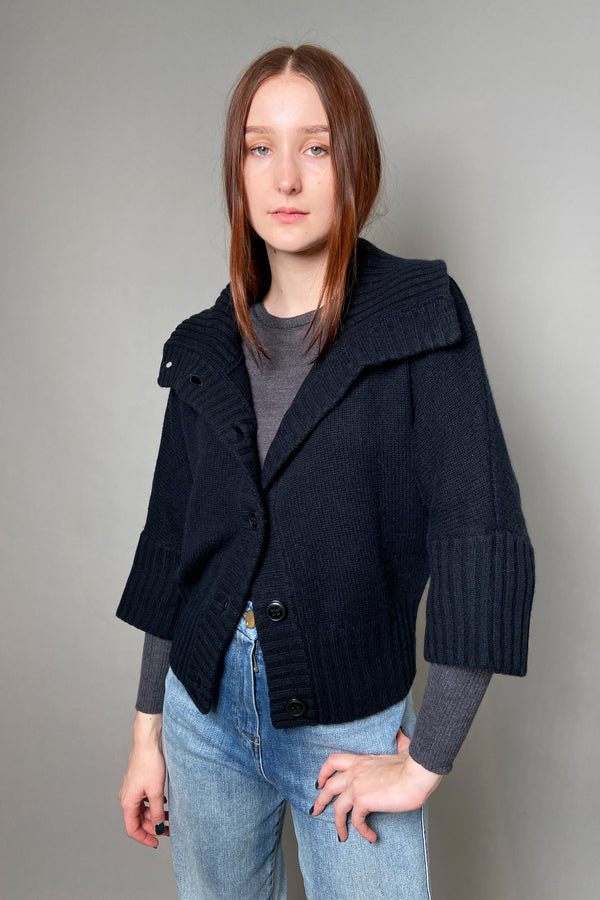 Kinross 3/4 Sleeve Knit Cardigan in Black - Ashia Mode