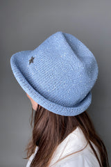 Lorena Antoniazzi Borsalino Hat with Sequin Details in Sky Blue