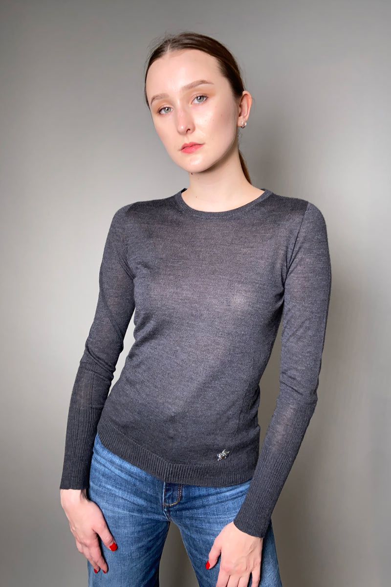 Lorena Antoniazzi Fine Cashmere Crewneck Shirt in Dark Grey