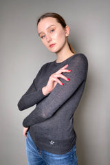Lorena Antoniazzi Fine Cashmere Crewneck Shirt in Dark Grey