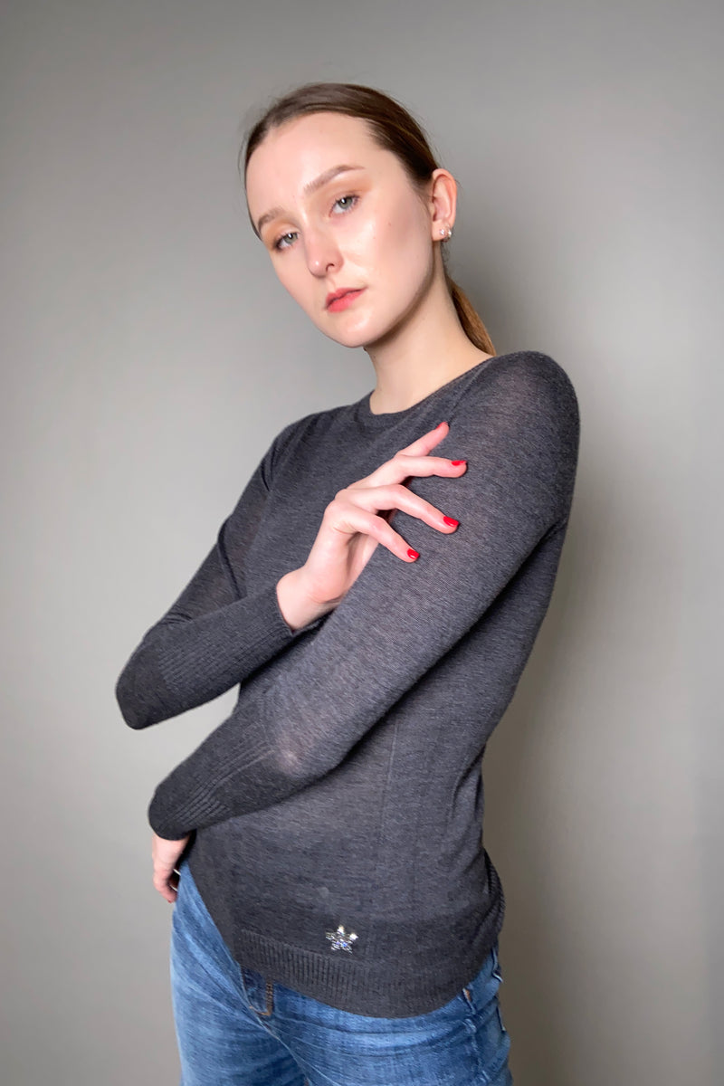 Lorena Antoniazzi Fine Cashmere Crewneck Shirt in Dark Grey