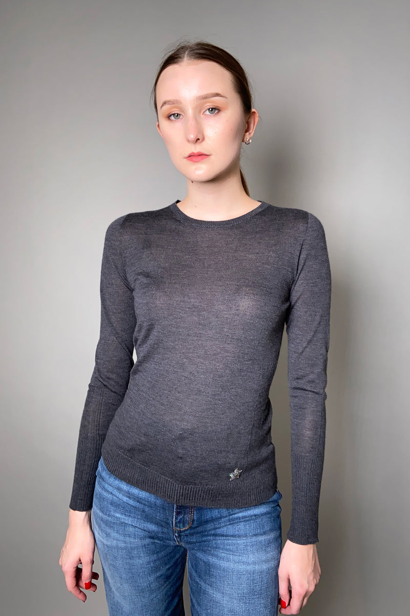 Lorena Antoniazzi Fine Cashmere Crewneck Shirt in Dark Grey