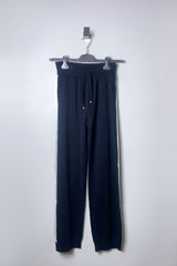 Lorena Antoniazzi Navy Cotton Sweatpants with Transparent Stripes