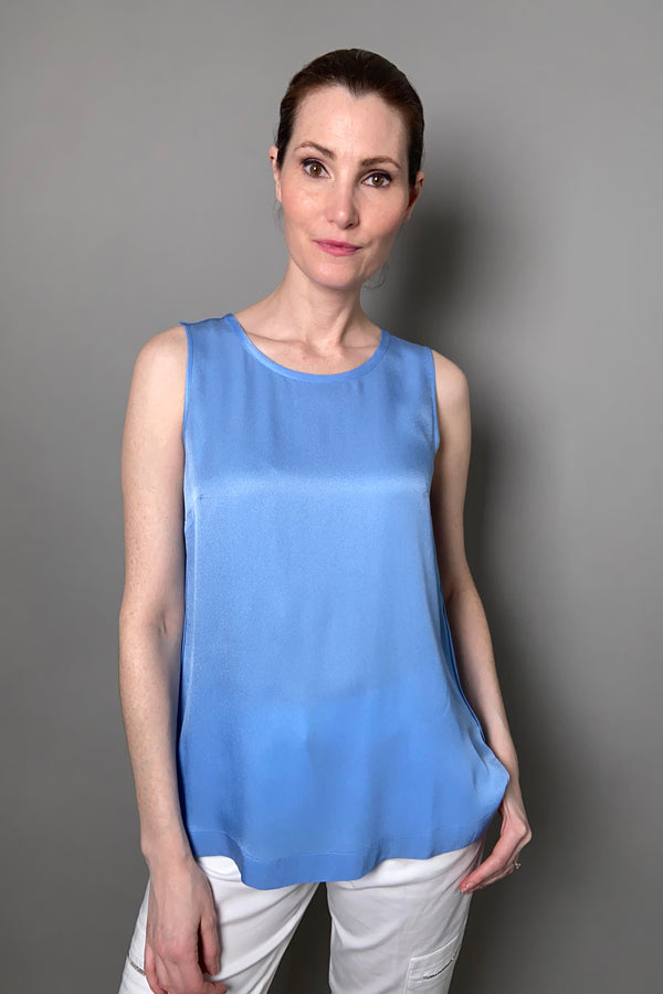 Lorena Antoniazzi Silk Twill Tank Top in Blue