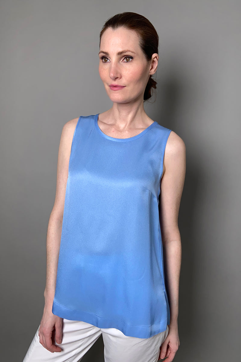 Lorena Antoniazzi Silk Twill Tank Top in Blue