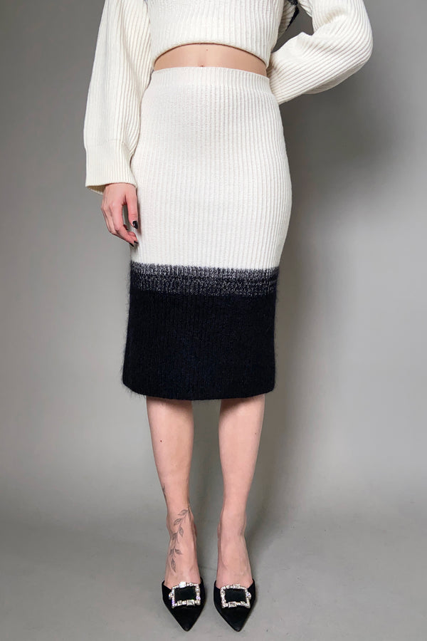 Lorena Antoniazzi Fluffy Knit Midi Skirt in Cream and Black
