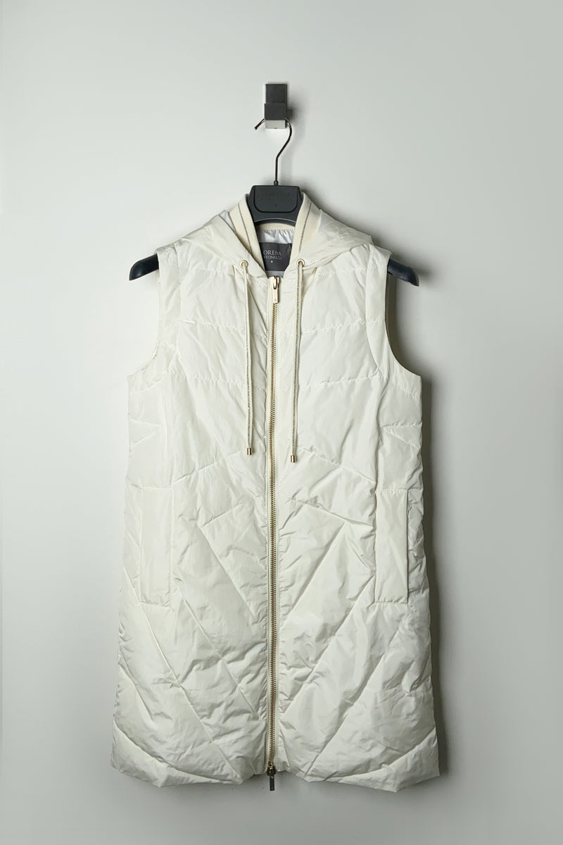 Lorena Antoniazzi Padded Vest with Hood in Creamy White