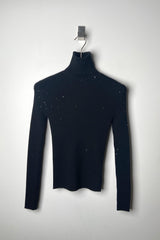 Lorena Antoniazzi Ribbed Sequin Turtleneck in Black