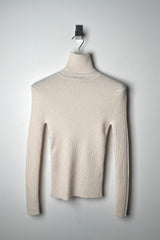 Lorena Antoniazzi Ribbed Sequin Turtleneck in Cream