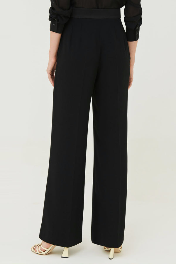 Marella Wide Leg Crepe Trousers in Black - Ashia Mode