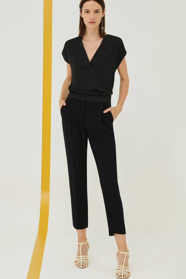 Marella Satin Blouse in Black - Ashia Mode