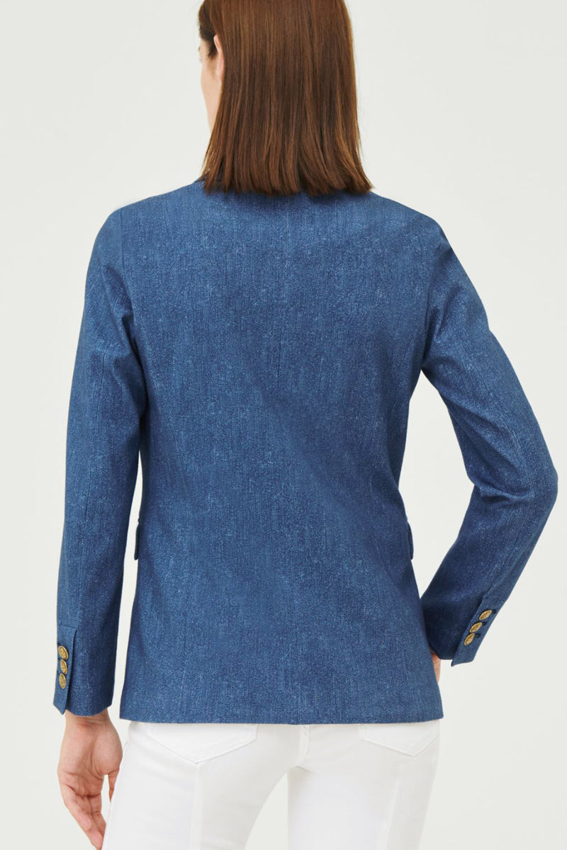 Marella Double Breasted Blazer with Button Detail in Cornflower Blue Melange - Ashia Mode