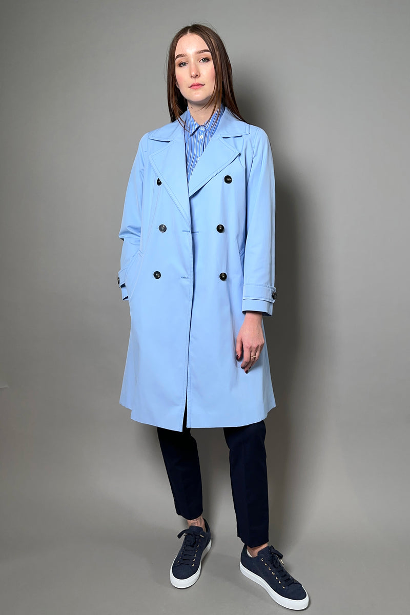 Marella Double Breasted Trench Coat in Pale Blue - Ashia Mode