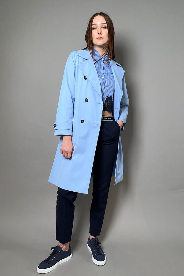 Marella Double Breasted Trench Coat in Pale Blue - Ashia Mode