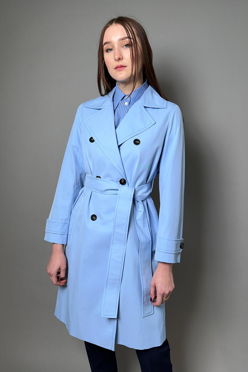 Marella Double Breasted Trench Coat in Pale Blue - Ashia Mode