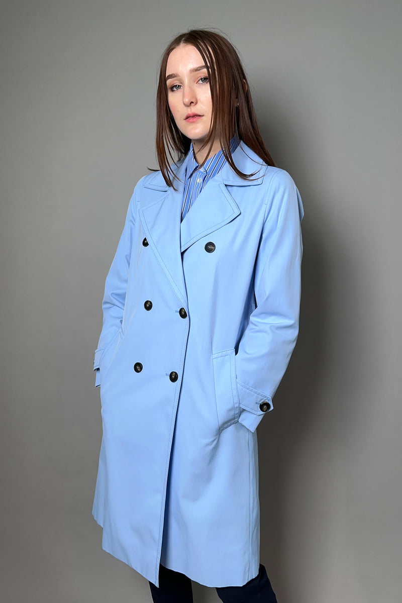 Marella Double Breasted Trench Coat in Pale Blue - Ashia Mode