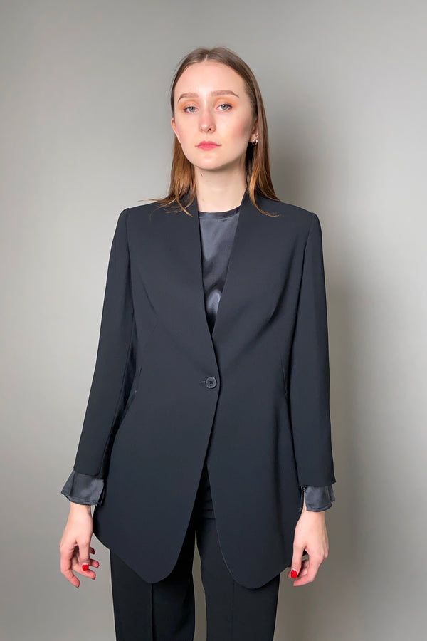 Marella Long V-Neck Blazer in Black - Ashia Mode