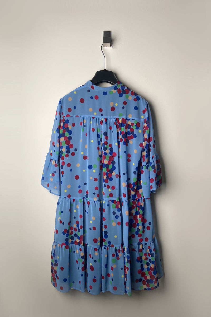 Marella Polka-Dot Chiffon Tier Dress in Multi Colour - Ashia Mode