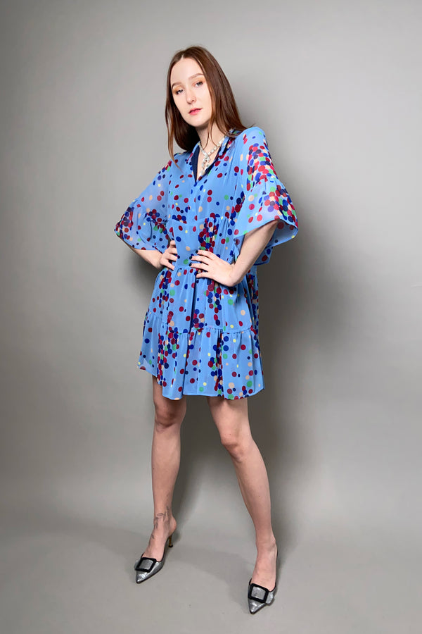 Marella Polka-Dot Chiffon Tier Dress in Multi Colour - Ashia Mode