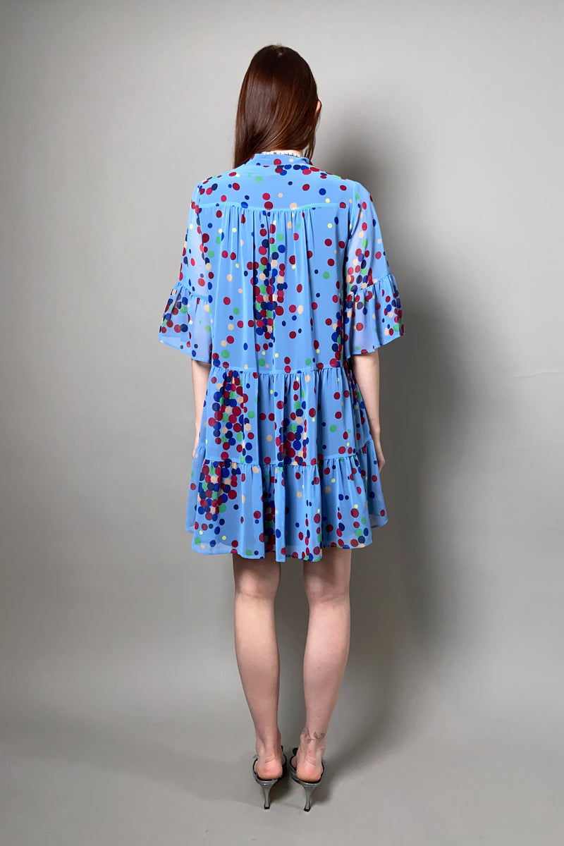 Marella Polka-Dot Chiffon Tier Dress in Multi Colour - Ashia Mode
