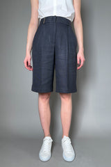 Peserico Linen Bermuda Shorts in Navy - Ashia Mode