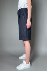 Peserico Linen Bermuda Shorts in Navy - Ashia Mode