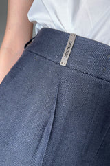 Peserico Linen Bermuda Shorts in Navy - Ashia Mode