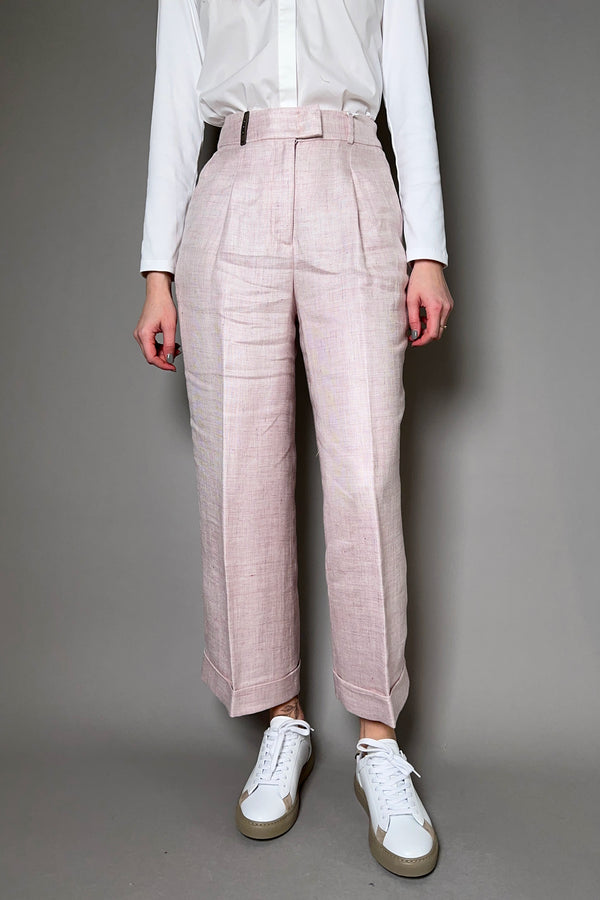 Peserico Wide Leg Trousers in Pink Melange - Ashia Mode