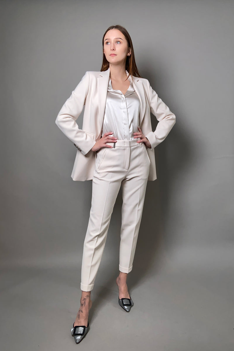 Peserico Narrow Trousers in Off-White - Ashia Mode