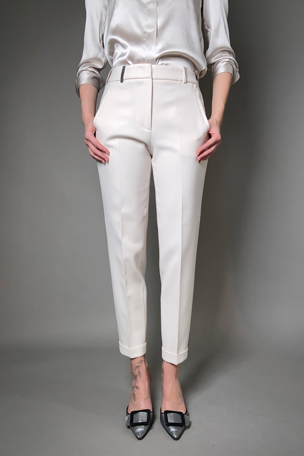 Peserico Narrow Trousers in Off-White - Ashia Mode