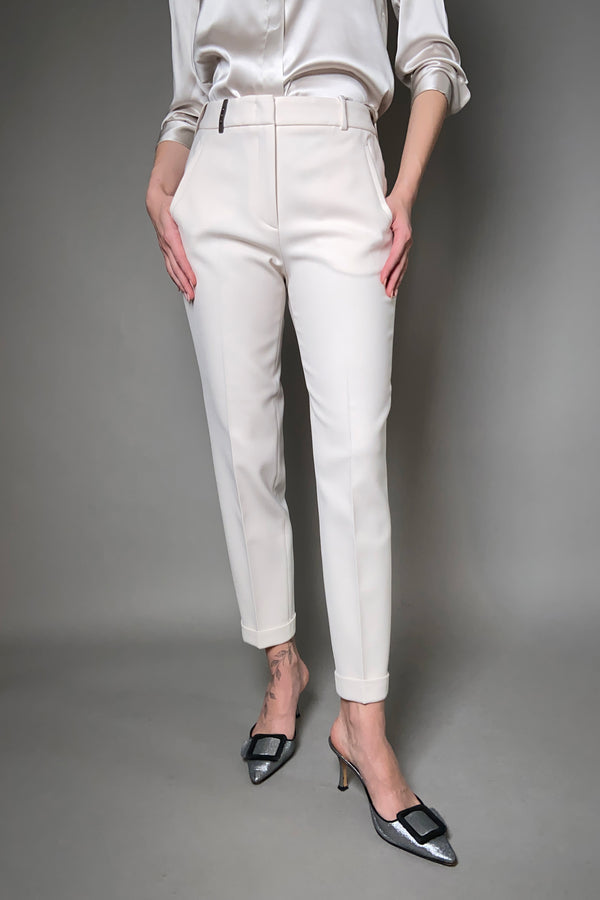 Peserico Narrow Trousers in Off-White - Ashia Mode