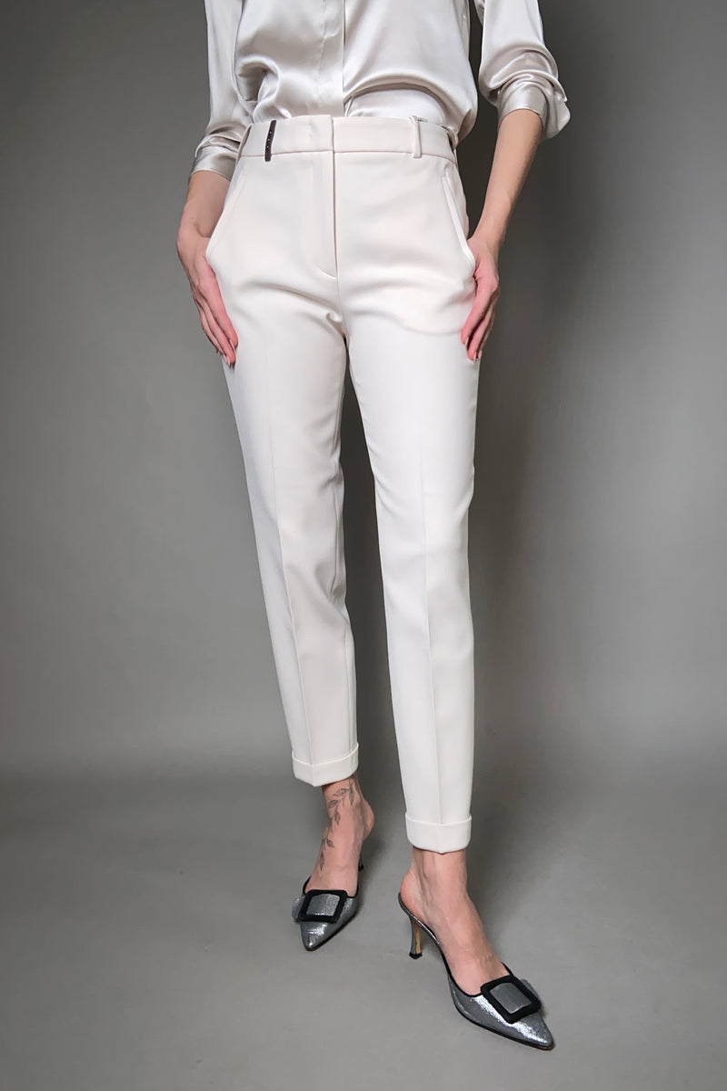 Peserico Narrow Trousers in Off-White - Ashia Mode