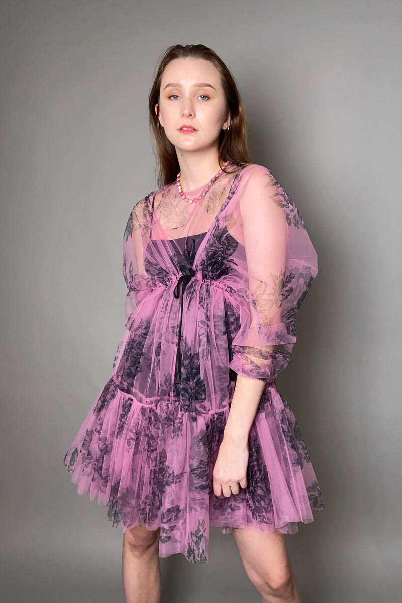 Philosophy di Lorenzo Serafini Layered Floral Tulle Dress in Pink - Ashia Mode