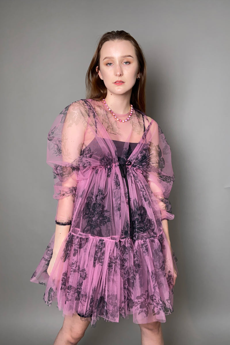 Philosophy di Lorenzo Serafini Layered Floral Tulle Dress in Pink - Ashia Mode
