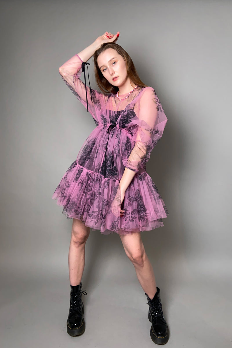 Philosophy di Lorenzo Serafini Layered Floral Tulle Dress in Pink - Ashia Mode