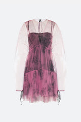 Philosophy di Lorenzo Serafini Layered Floral Tulle Dress in Pink - Ashia Mode