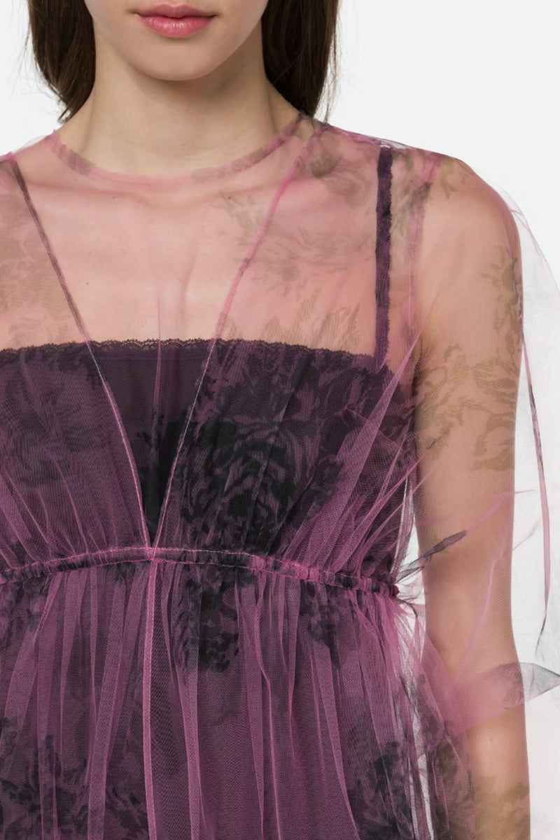 Philosophy di Lorenzo Serafini Layered Floral Tulle Dress in Pink - Ashia Mode
