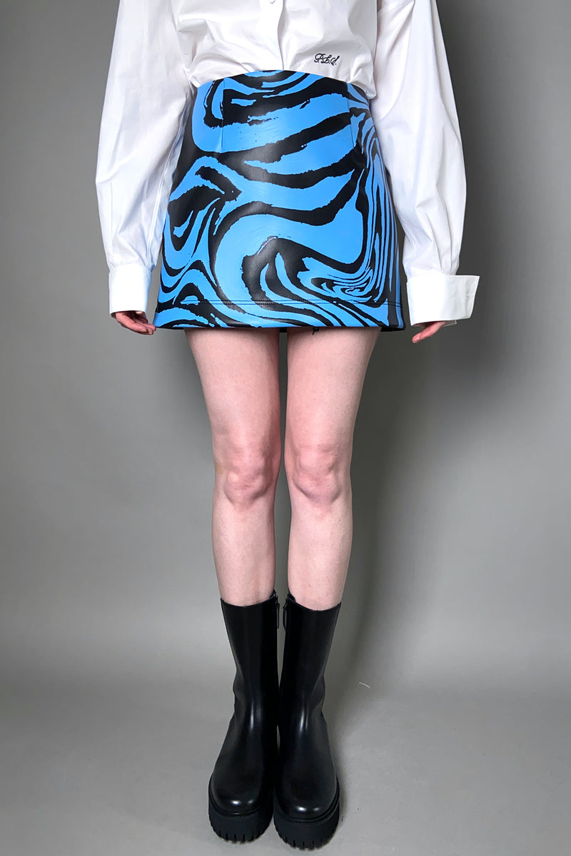 Philosophy di Lorenzo Serafini Blue and Black Zebra Print Skirt - Ashia Mode