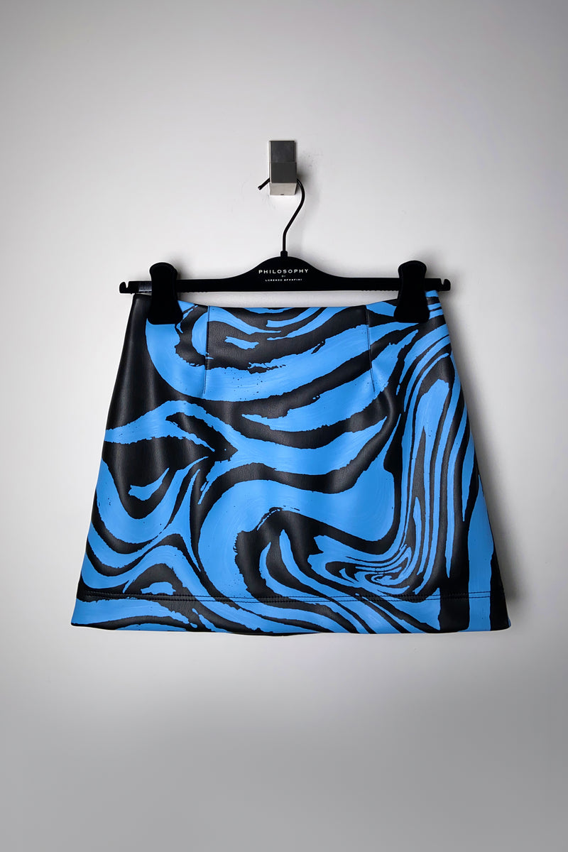 Philosophy di Lorenzo Serafini Blue and Black Zebra Print Skirt - Ashia Mode