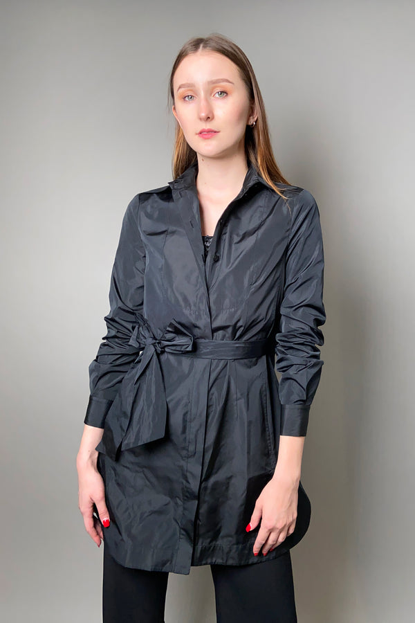 Alberta Ferretti Taffeta Shirt Jacket Dress in Black