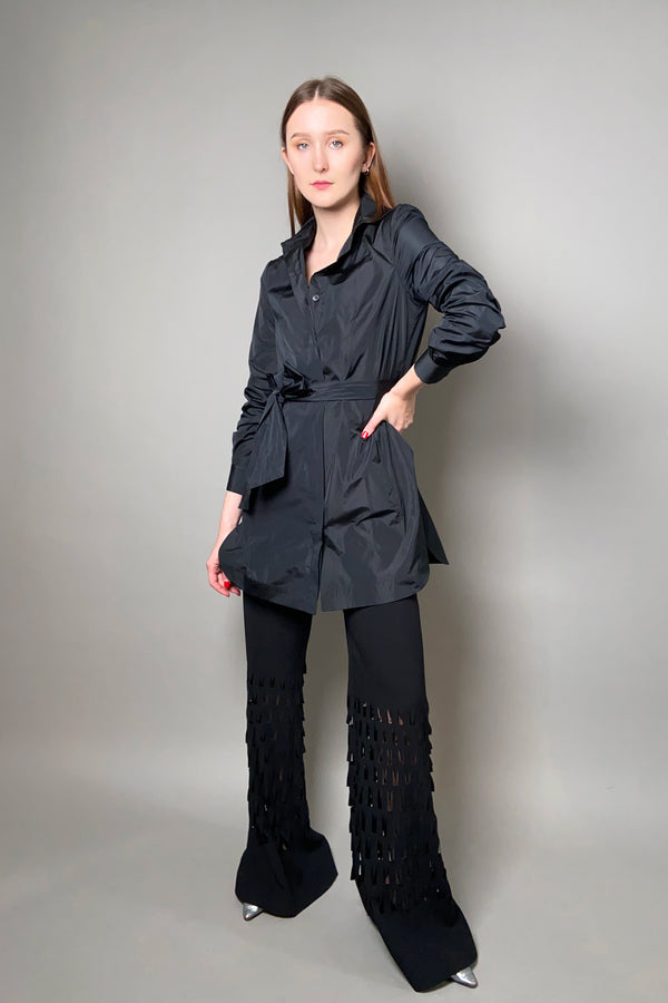 Alberta Ferretti Taffeta Shirt Jacket Dress in Black