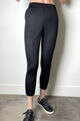 Pleats Please Black Capri Pants with Slit